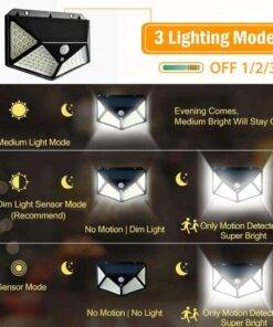 100 LED Solar Power PIR Motion Sensor Wall Light