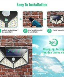100 LED Solar Power PIR Motion Sensor Wall Light