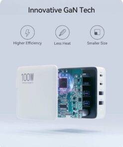 100W GaN 4 Port PD QC Wall Charger for MacBook Xiaomi Samsung