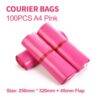 100pc A4 (250×350) Courier Mailer Bags Pink