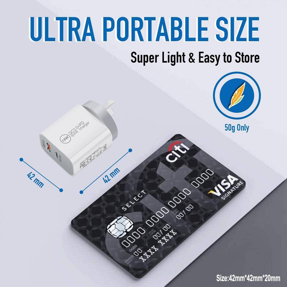 18W PD QC3.0 USB wall fast charger plug adapter iPhone android mobile phone