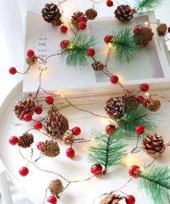 2M 20LED LED Light Red Berry Pinecone String Lights Garland Lights