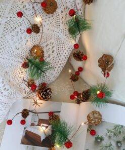 2M 20LED LED Light Red Berry Pinecone String Lights Garland Lights