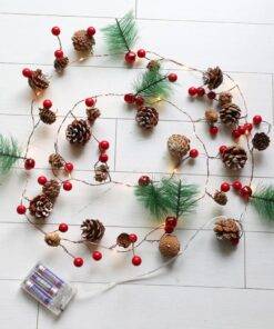 2M 20LED LED Light Red Berry Pinecone String Lights Garland Lights