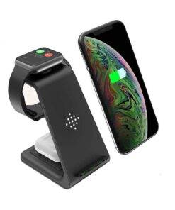 3-in-1 Qi-Certified Fast Wireless Charging Station for Apple – Black