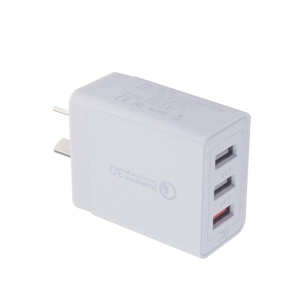 30W QC 3.0 3 Port USB Wall Charger Adapter