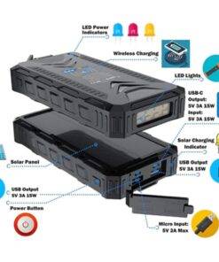 36000mAh Heavy Duty Solar Power Bank Wireless Type-C PD USB Charing