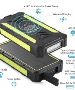 36000mAh Heavy Duty Solar Power Bank Wireless Type-C PD USB Charing