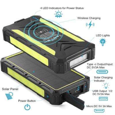 36000mAh Heavy Duty Solar Wireless Charging Power Bank