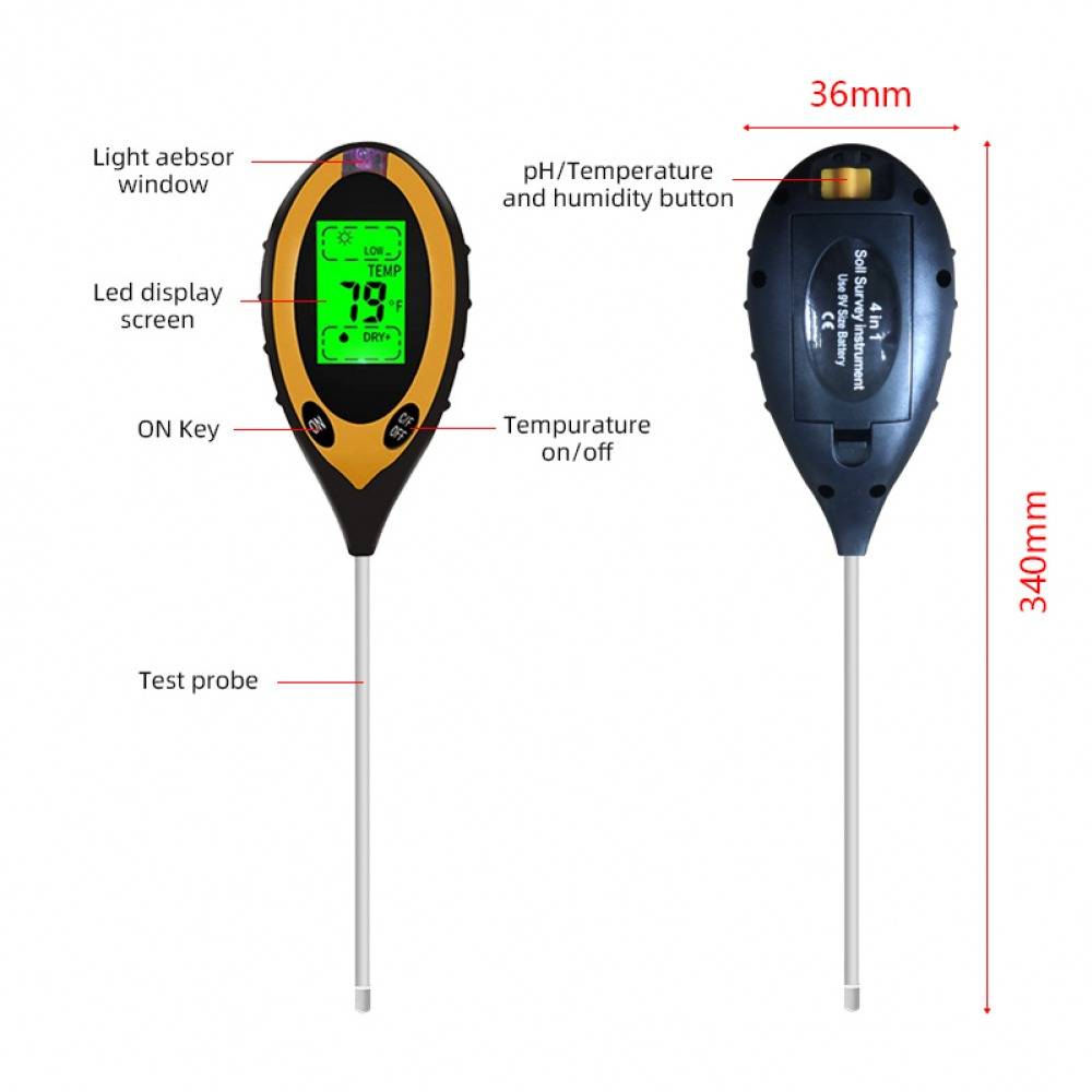 4-in-1 Soil PH Moisture Temperature Sunlight Humidity Meter