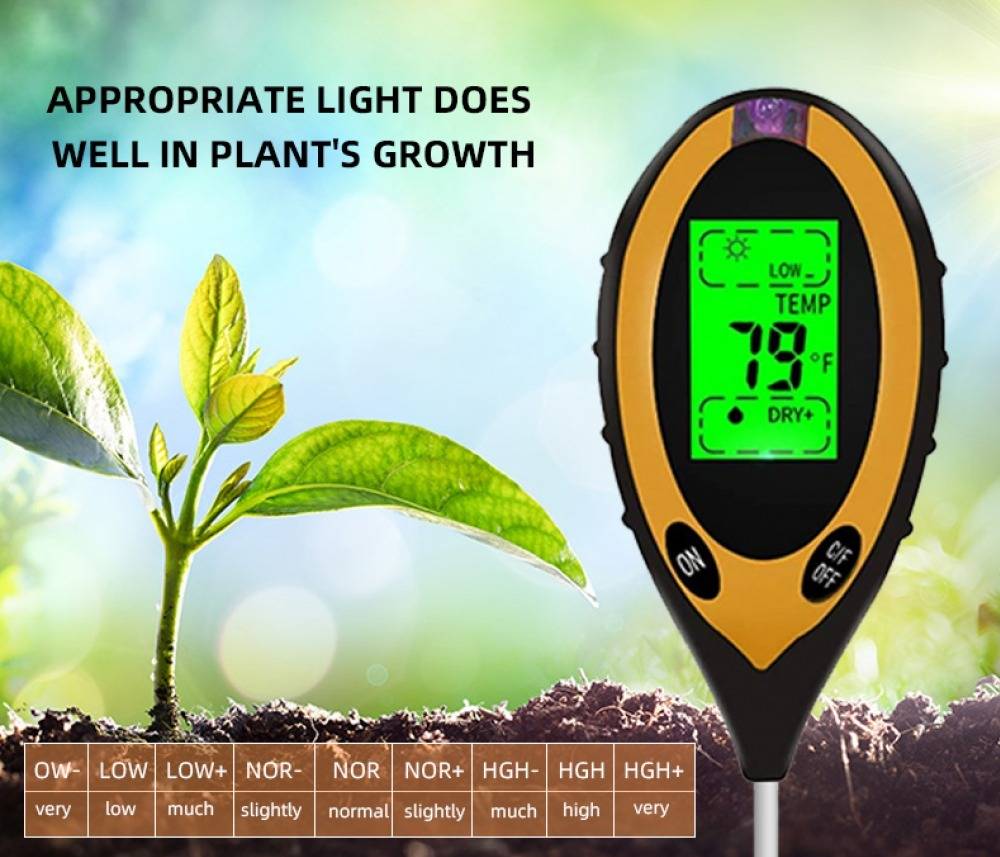 4-in-1 Soil PH Moisture Temperature Sunlight Humidity Meter