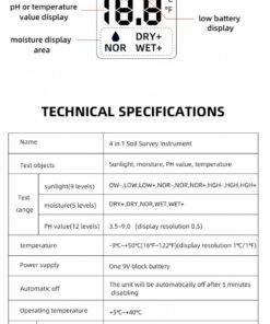 4-in-1 Soil PH Moisture Temperature Sunlight Humidity Meter