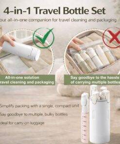4-in-1 Travel Bottles for Toiletries - filled with toiletries