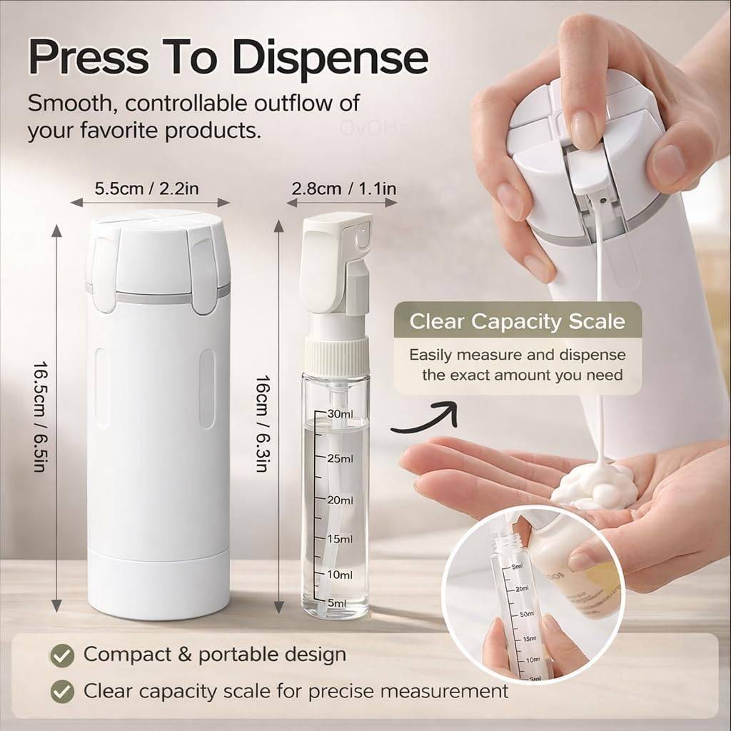4-in-1 Travel Bottles for Toiletries, Travel Pump Bottle - image 10