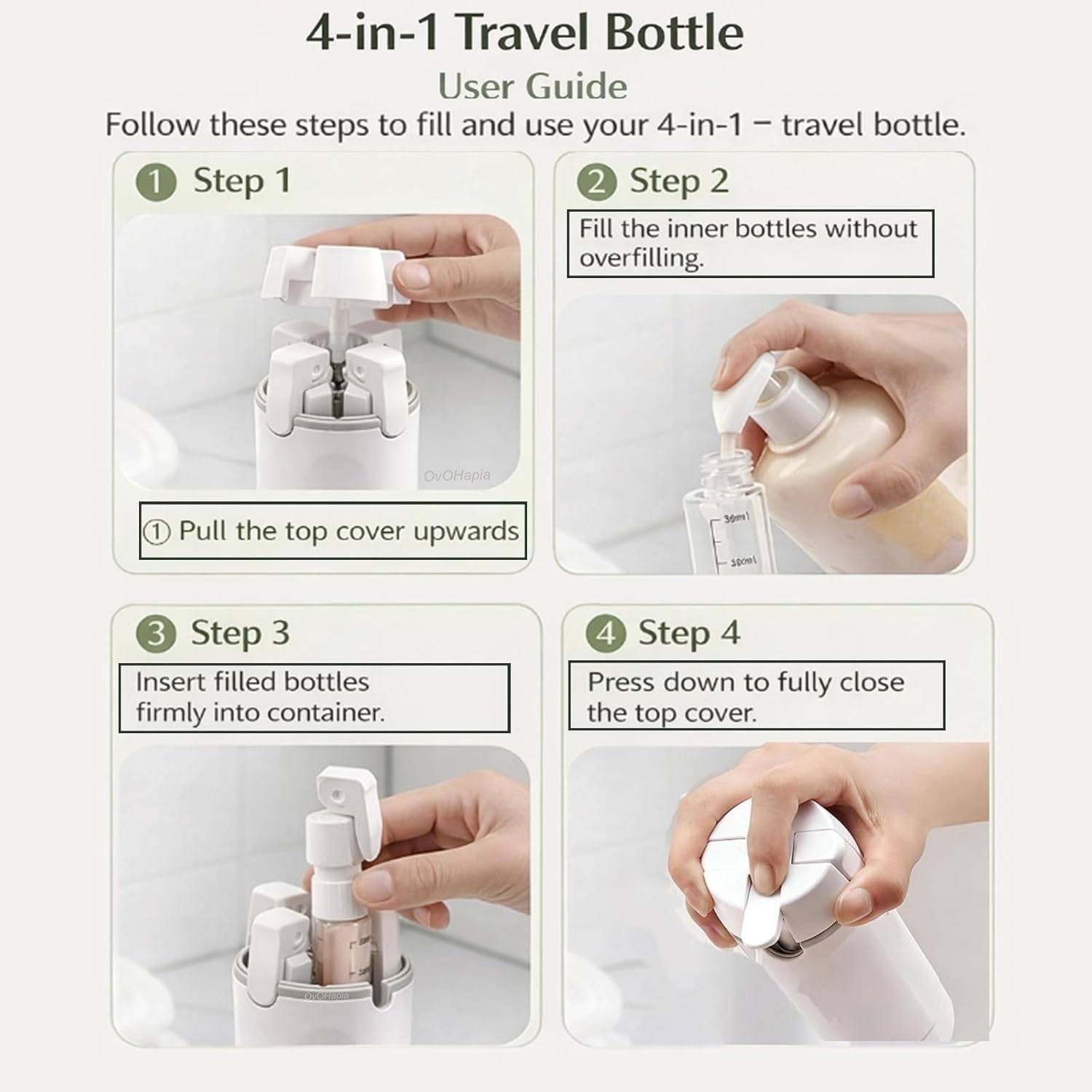 4-in-1 Travel Bottles for Toiletries - transparent body detail