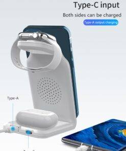 4 in 1 Wireless Charger Stand iPhone 13/14 Apple Watch 7 AirPods Pro Android Black