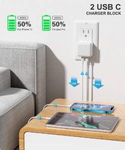 40W Dual USB-C Type-C PD Wall Charger Adapter for iPhone 15