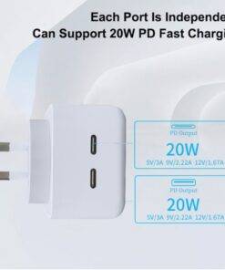 40W Dual USB-C Type-C PD Wall Charger Adapter for iPhone 15