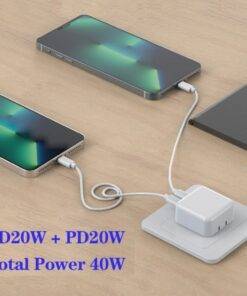 40W Dual USB-C Type-C PD Wall Charger Adapter for iPhone 15