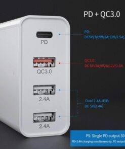 48W 4 Ports PD QC Type-C USB Wall Charger