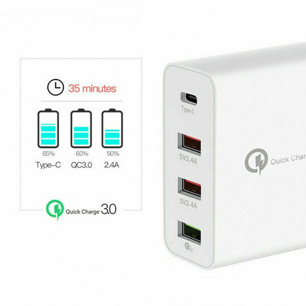 48W 4 Ports PD QC Type-C USB Wall Charger
