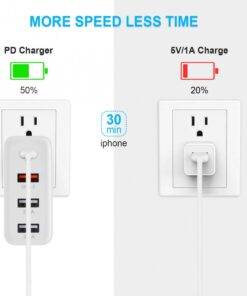 48W 4 Ports PD QC Type-C USB Wall Charger