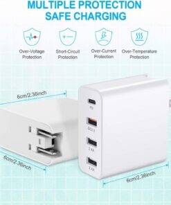 48W 4 Ports PD QC Type-C USB Wall Charger