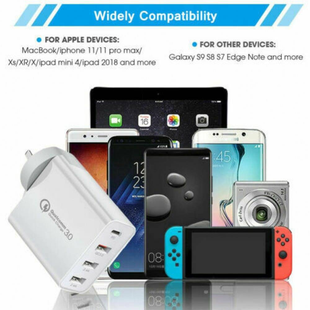 48W 4 Ports PD QC Type-C USB Wall Charger