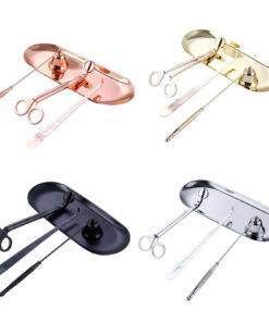 4PCs Stainless Steel Luxury Candle Wick Trimmer Wick Candle Snuffer Plate Tool Set