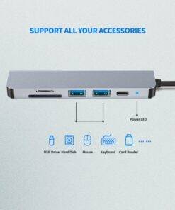 6 in 1 Type-C HDMI USB3.0 HUB Docking Station