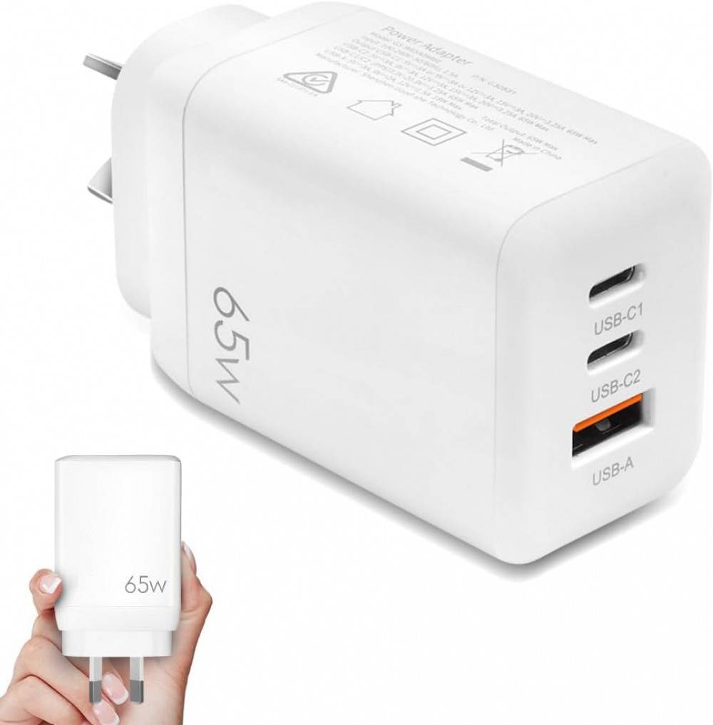 65W GaN Dual Type-C USB-C Wall Charger Adapter