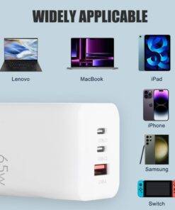 65W GaN Dual Type-C USB-C Wall Charger Adapter