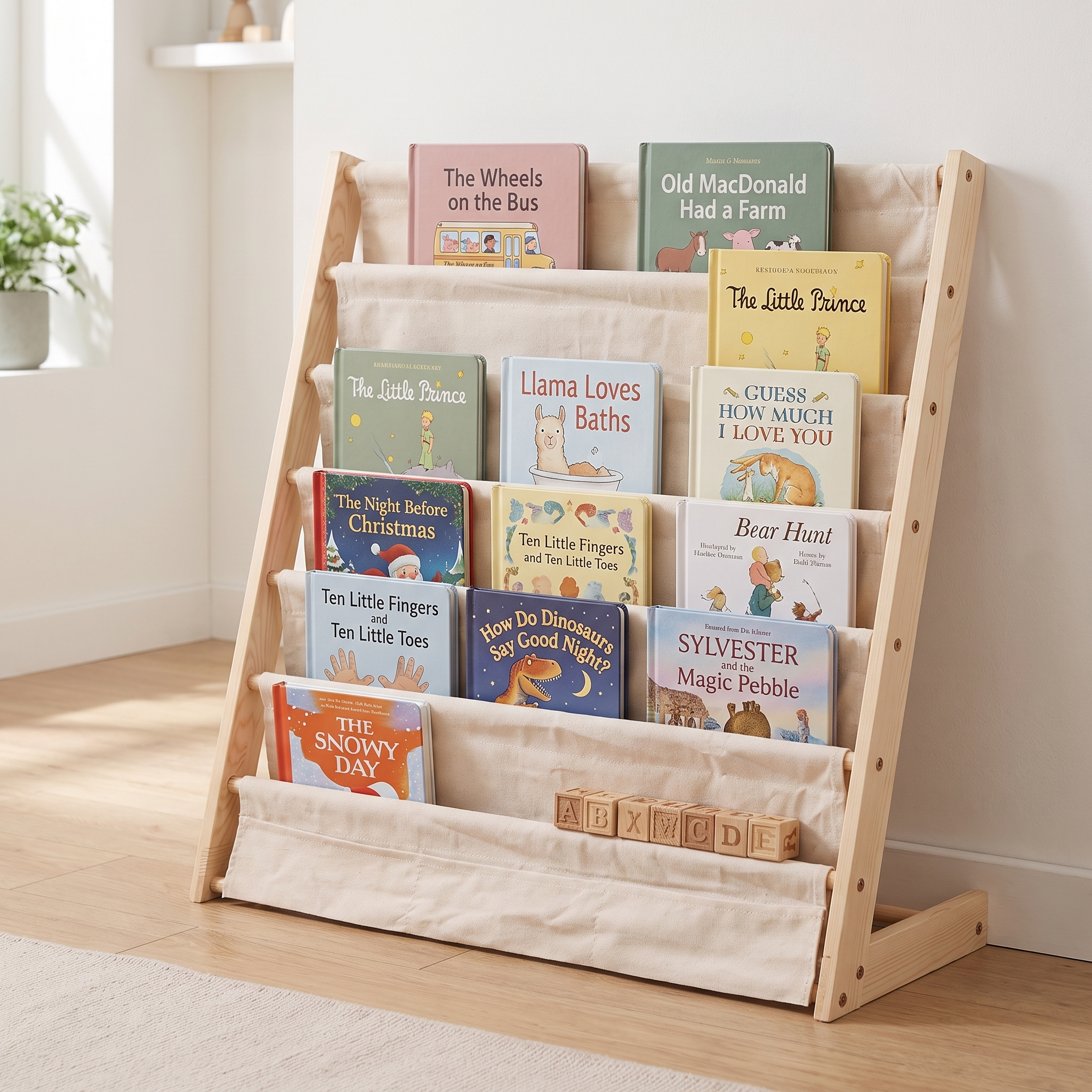 7 Tier Natural Wood Children’s Wooden Bookcases, Kids bookshelves
