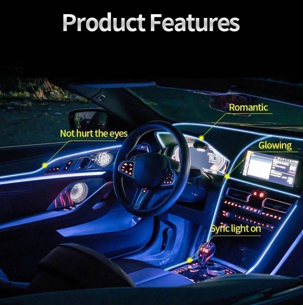 7M Car Interior Music Flashing EL LED Atmosphere Neon Strip