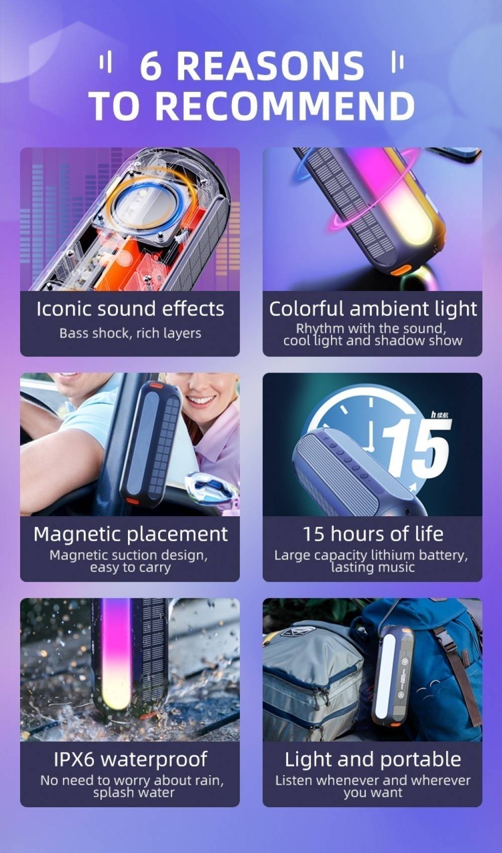 ABFOCE Outdoor Magnetic Bluetooth Speaker