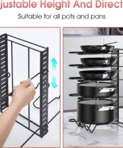 Adjustable 8 Tier Pan and Pot Lid Holder Rack