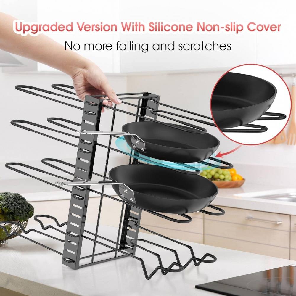 Adjustable 8 Tier Pan and Pot Lid Holder Rack
