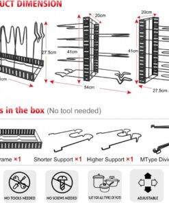 Adjustable 8 Tier Pan and Pot Lid Holder Rack