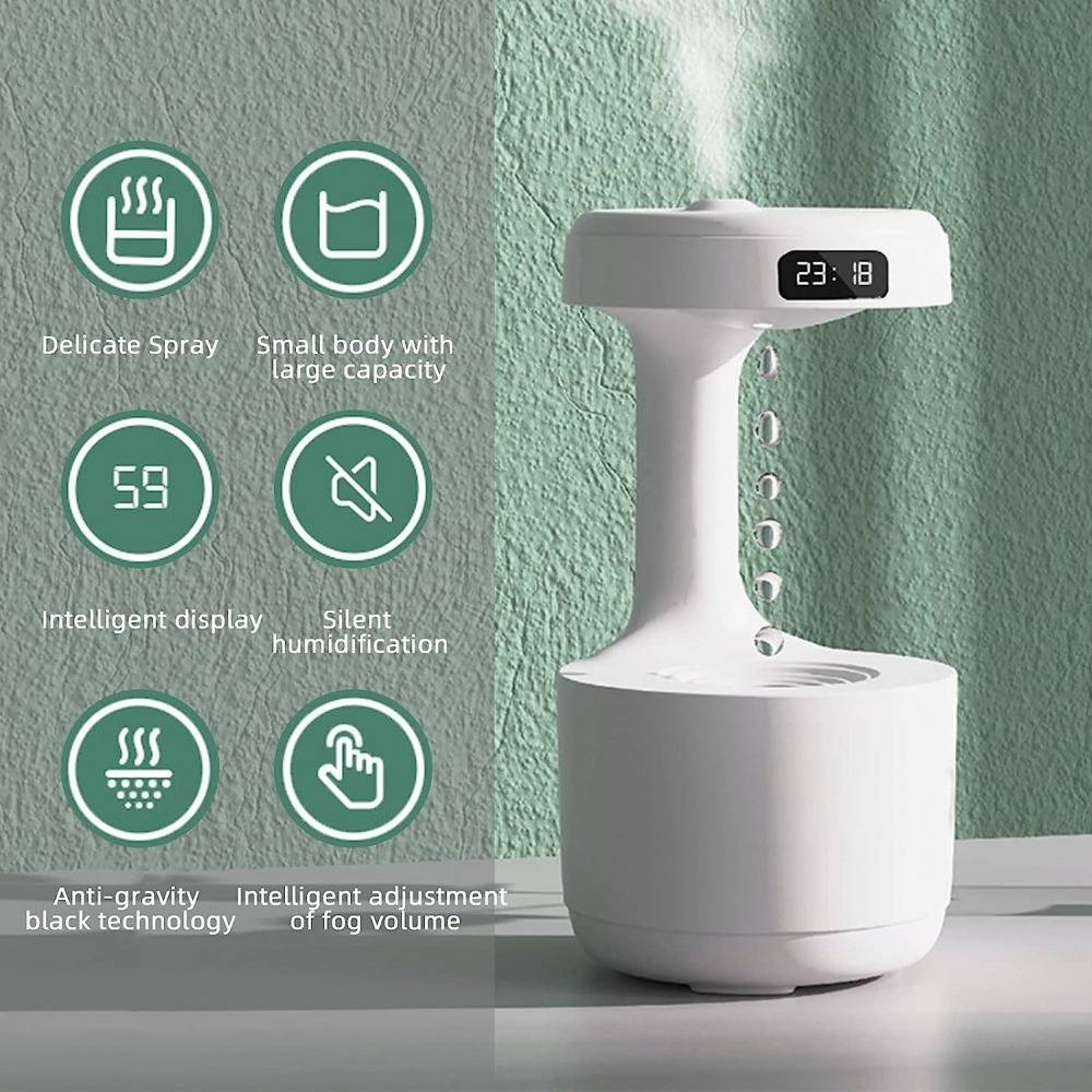 Anti-Gravity Air Humidifier Water Droplets Clock Lamp