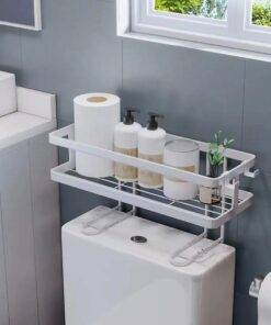 Bathroom Toilet Tank Shelf No-Punch Iron Rack