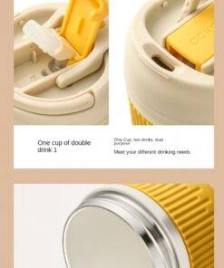 Caka Stainless Steel Thermal Coffee Cup with Lids and Straws