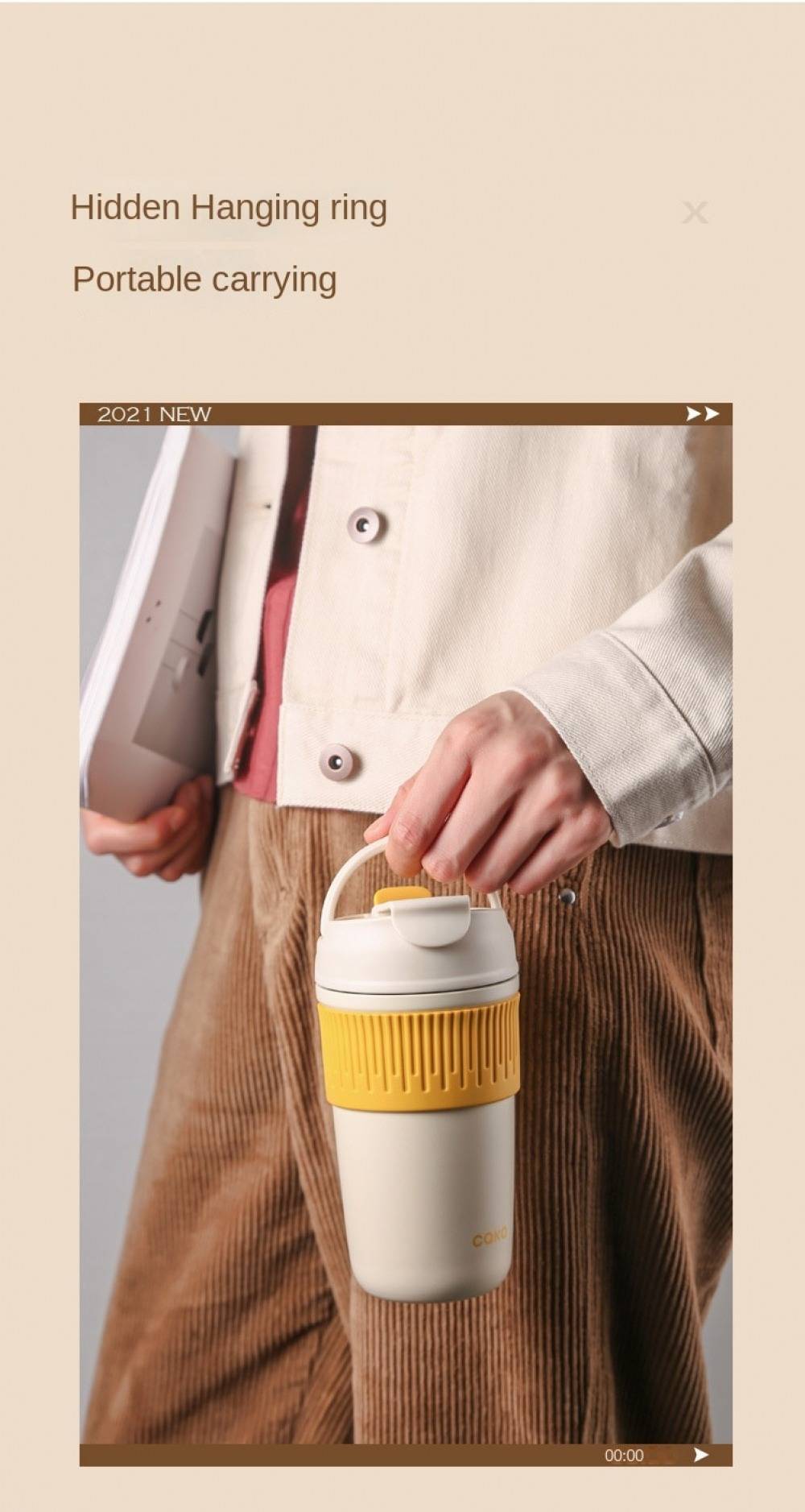 Caka Stainless Steel Thermal Coffee Cup with Lids and Straws