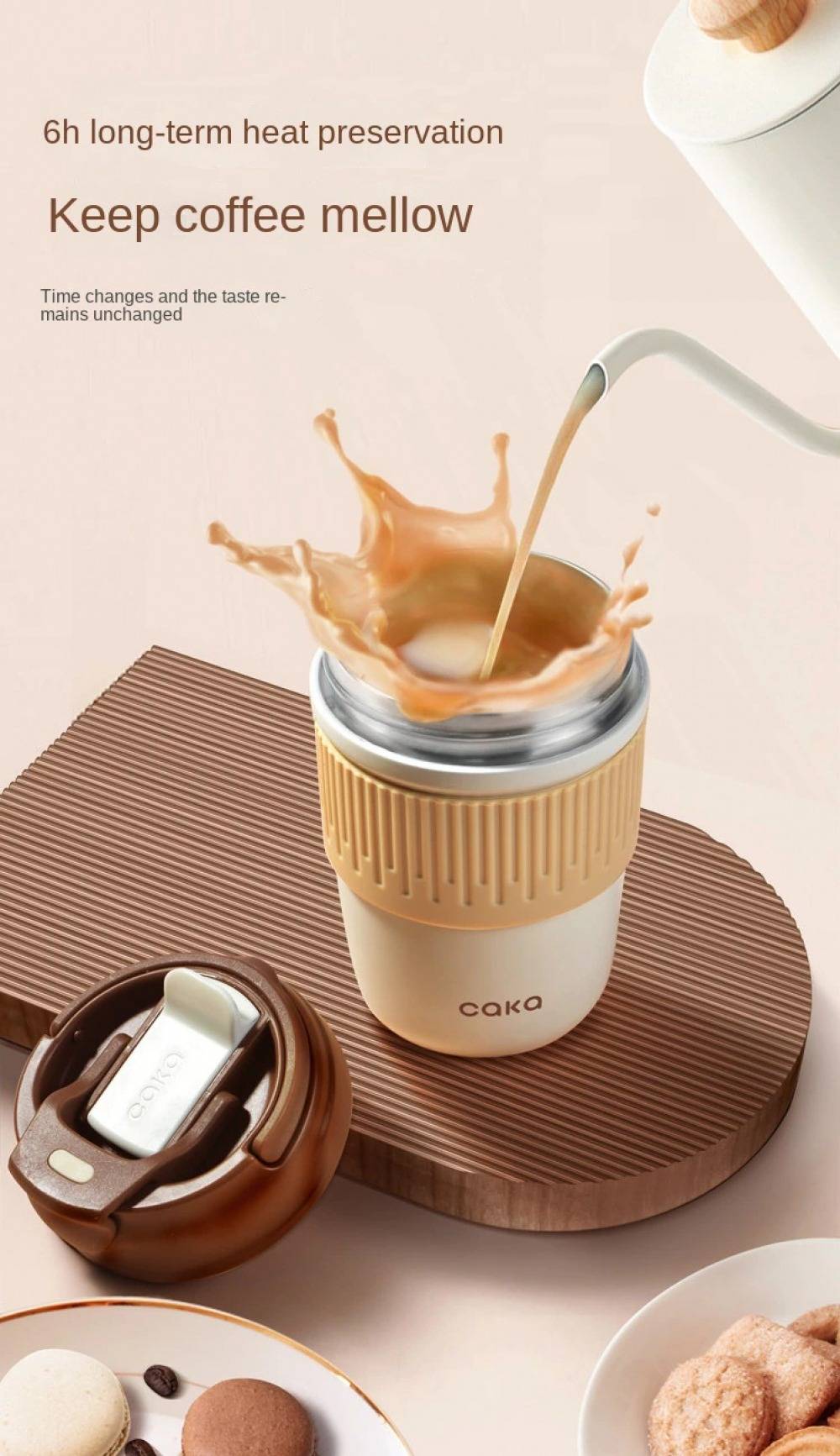 Caka Stainless Steel Thermal Coffee Cup with Lids and Straws