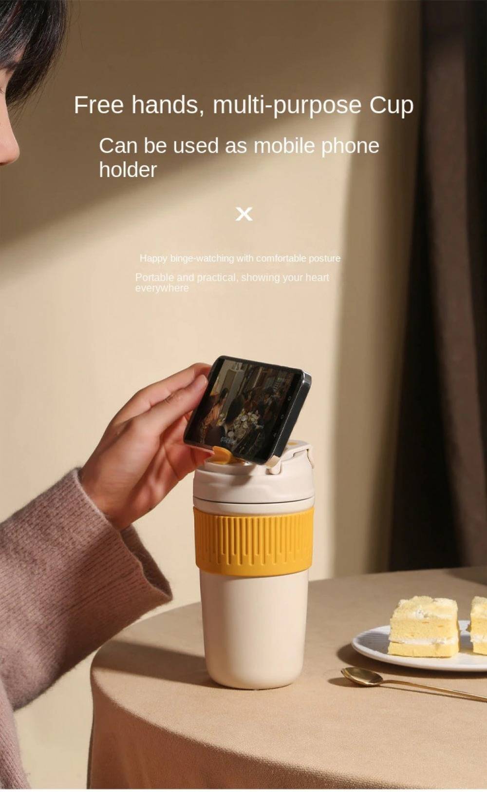 Caka Stainless Steel Thermal Coffee Cup with Lids and Straws