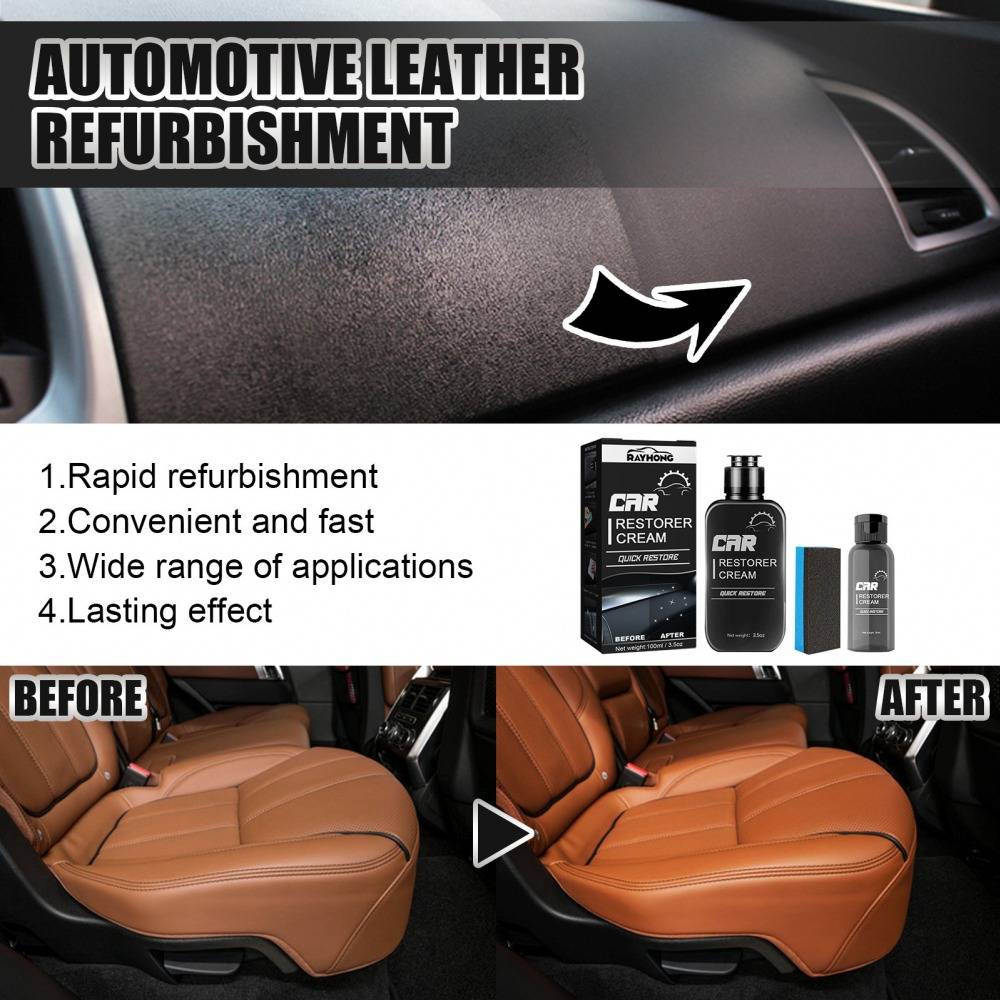 Car Interior Plastic Leather Restorer Cream + Sponge Set