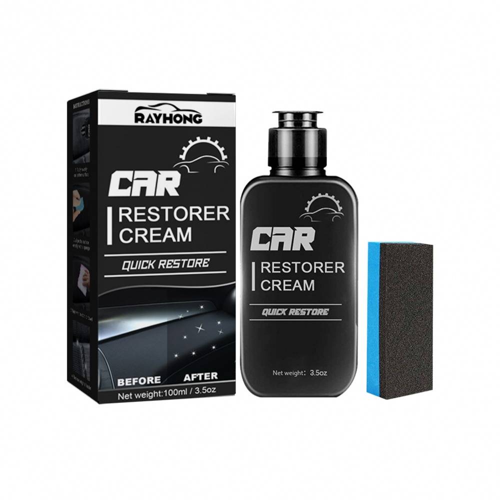 Car Interior Plastic Leather Restorer Cream + Sponge Set