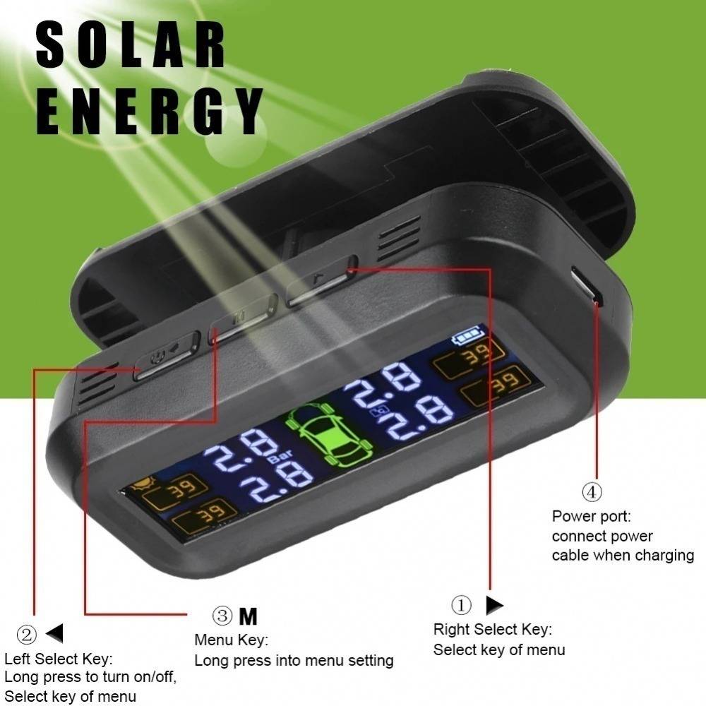 Car Solar Tyre Pressure Monitoring System Vehicle TPMS