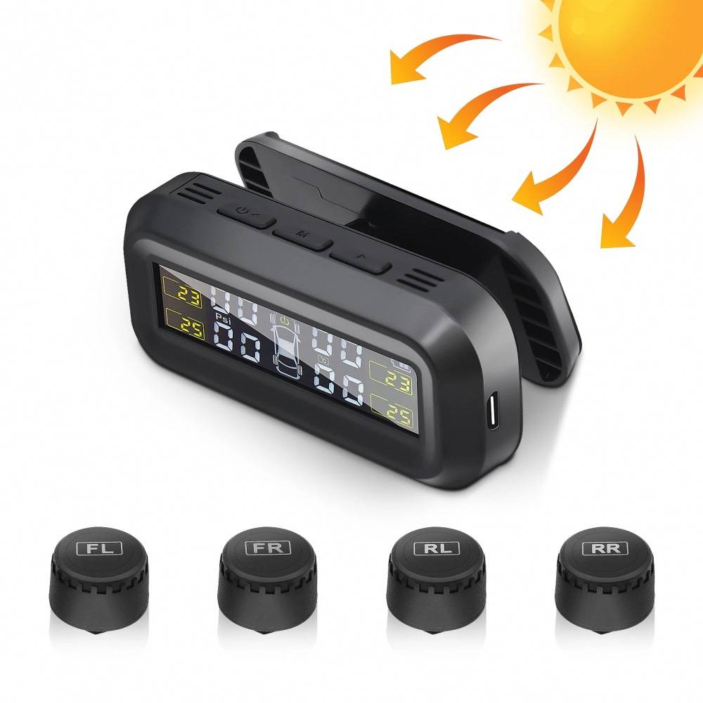 Car Solar Tyre Pressure Monitoring System Vehicle TPMS
