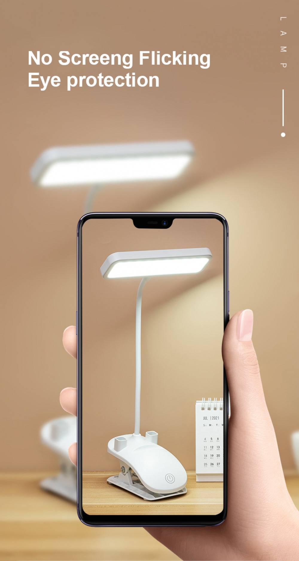 Clip Rechargeable Eye-Protect Wireless Desk Lamp