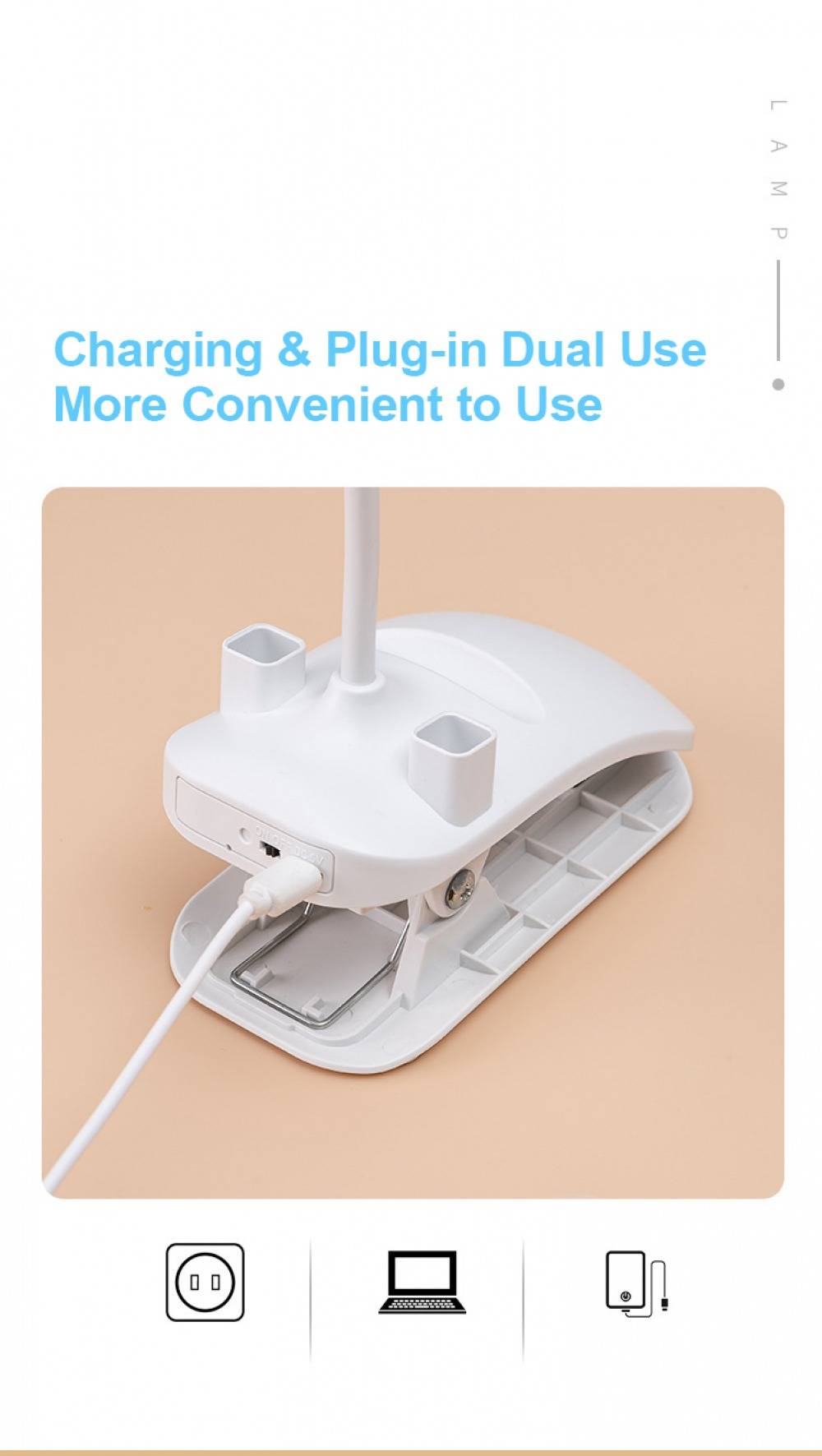 Clip Rechargeable Eye-Protect Wireless Desk Lamp